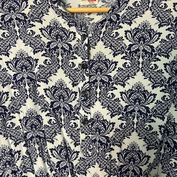 Bench Dolman Sleeve Elastic Waist Peplum Blue & White Toile Blouse - Medium - Picture 7 of 7